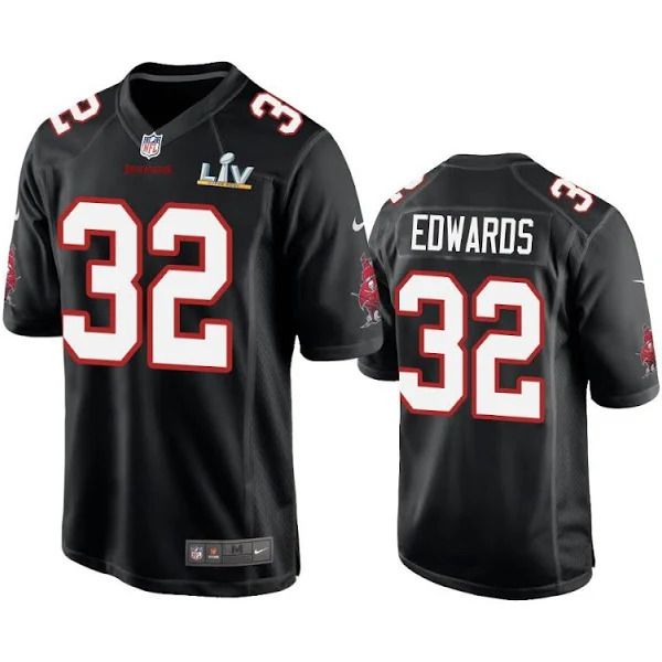 Men Tampa Bay Buccaneers 32 Mike Edwards Nike Black Super Bowl LV Game NFL Jersey